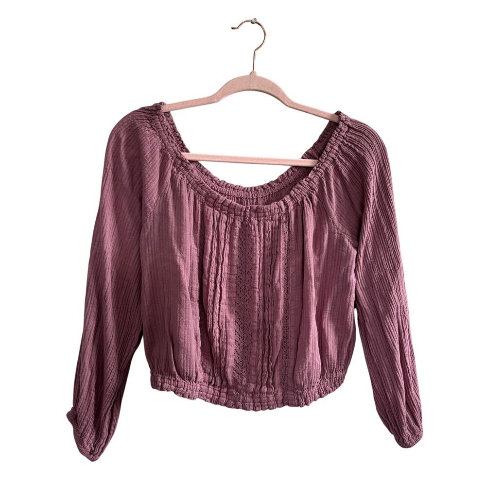 Aeropostale Pink Boho Over The Shoulder Peasant Top Women's Size Large